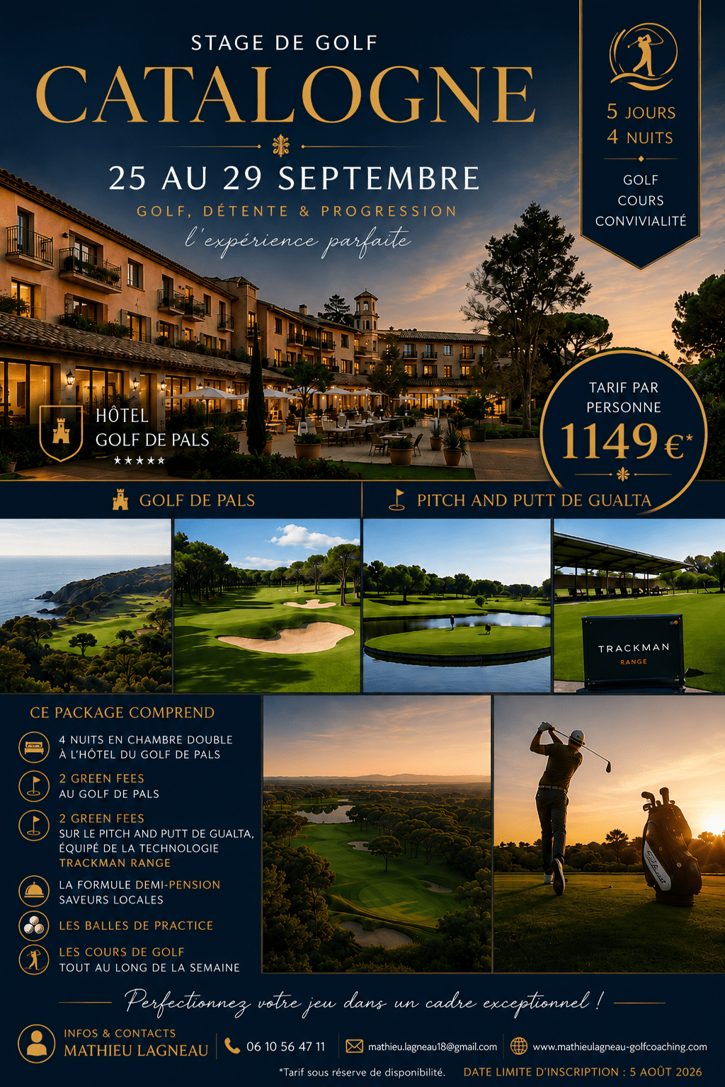 Stage de golf en Catalogne du 25 au 29 septembre 2026