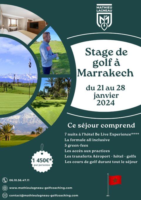 Voyage Golf  à Marrakech du 21 au 28 janvier 2024