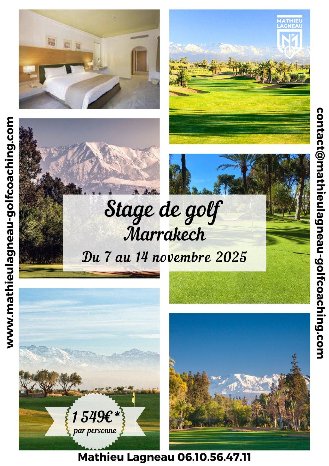 Stage de golf à Marrakech au Maroc du 7 au 14 novembre 2025  