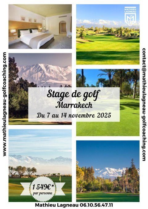 Stage de golf à Marrakech au Maroc du 7 au 14 novembre 2025  