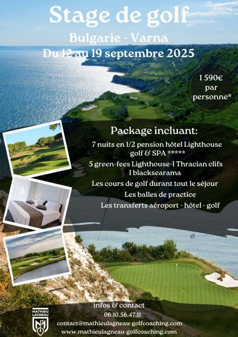 Voyage Golf en Bulgarie du 12 au 19 septembre 2025 