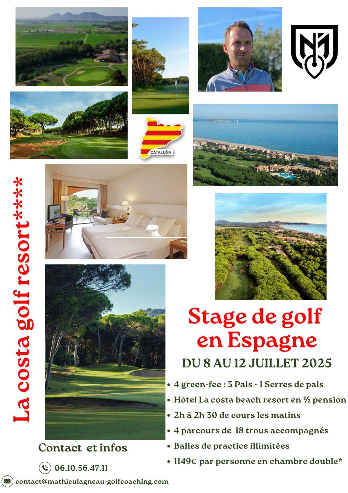 Stage de golf Espagne en Catalogne La Costa Beach & Golf Resort du 8 au 12 juillet 2025