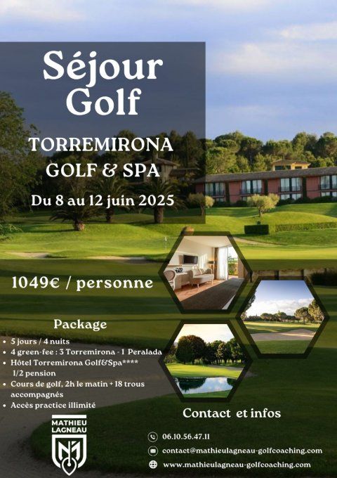 Stage de golf Espagne en Catalogne Torremirona Golf & SPA du 8 au 12 juin 2025