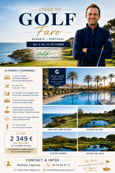 Stage de golf au Portugal du 3 au 10 octobre