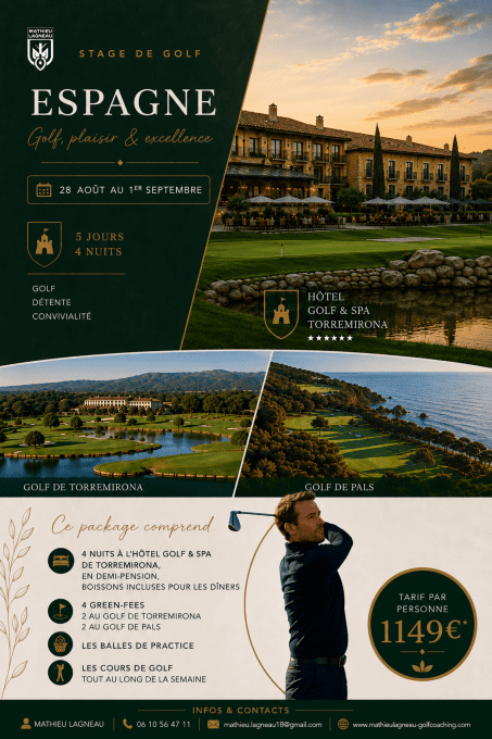 Stage de golf en Espagne du 28 août au 1er septembre